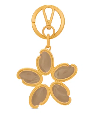 Oscar De La Renta O Flower Charm Keyring In Gold
