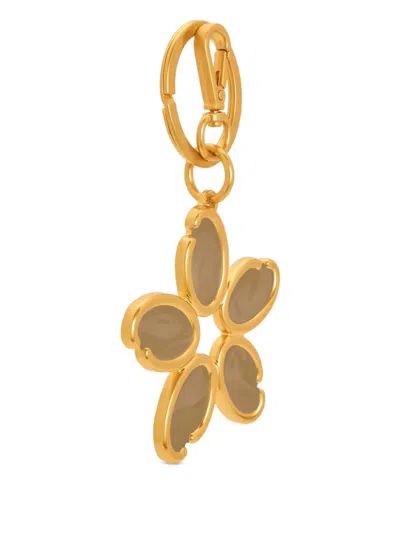 Oscar De La Renta O Flower Charm Keyring In Gold