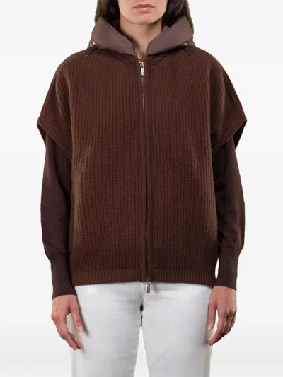 Moorer Amida Hooded-zip Cape In Multi