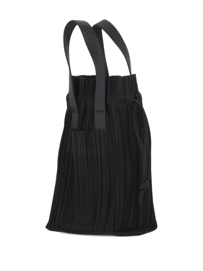 Issey Miyake Pleated Drawstring Tote Bag In Burgundy