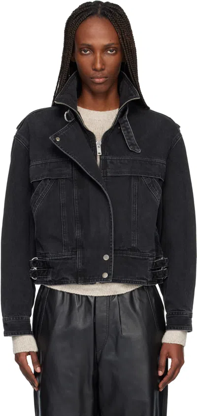 Isabel Marant Étoile Black Joseline Denim Jacket In Multi