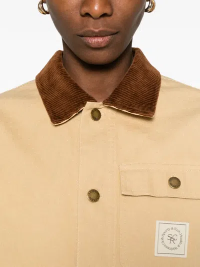 Sporty And Rich Gaia Corduroy-collar Jacket In Brown