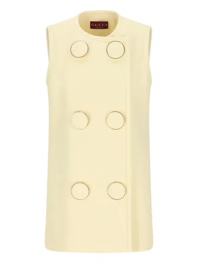 Gucci Maxi-buttons Sleeveless Gilet In Neutral