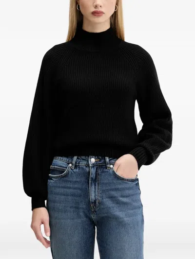 Hugo Boss Balloon-sleeve Roll-neck Sweater In Black