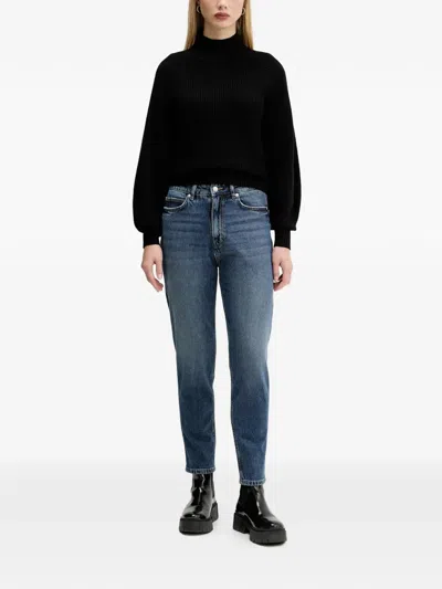 Hugo Boss Balloon-sleeve Roll-neck Sweater In Black