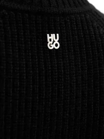 Hugo Boss Balloon-sleeve Roll-neck Sweater In Black