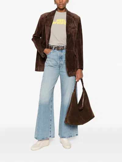 Mother Panelled Cotton Jeans In Blue