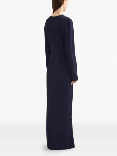 Erdem Embellished Long-sleeve Gown In Blue