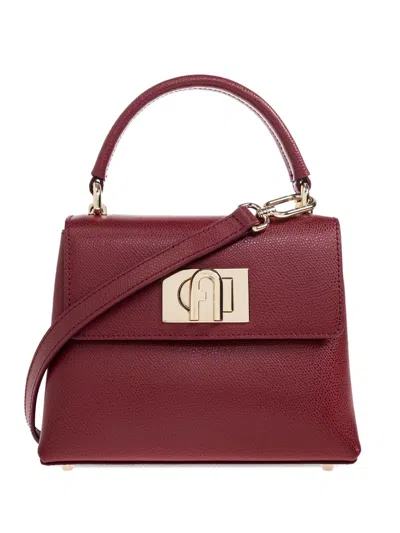 Furla Mini 1927 Logo-plaque Tote Bag In Burgundy