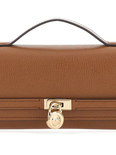 Michael Michael Kors Hamilton Moderne Padlock-detail Clutch Bag In Brown