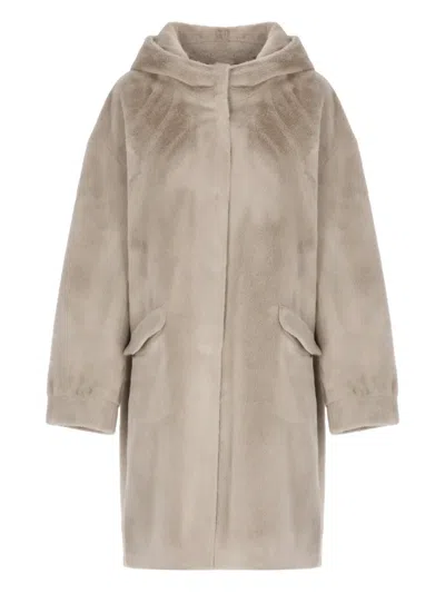 Betta Corradi Hooded Flap-pocket Coat In Neutral