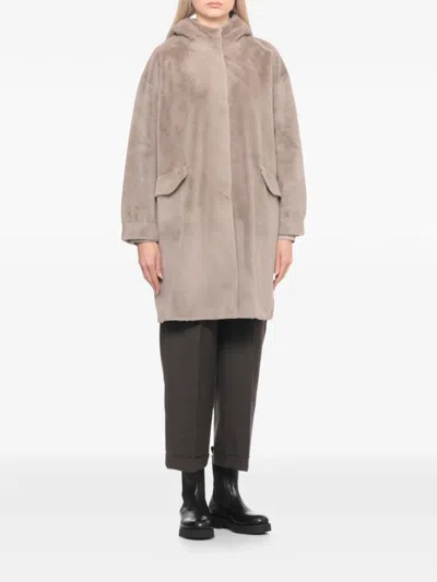 Betta Corradi Hooded Flap-pocket Coat In Neutral