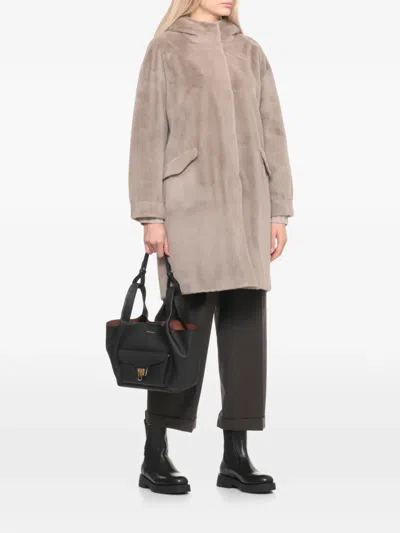 Betta Corradi Hooded Flap-pocket Coat In Neutral