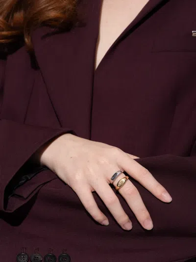 Coach Logo Plaque Ring Set Of Two In Gold