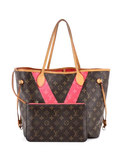 Pre-owned Louis Vuitton Neverfull Nm Limited Edition Cities V Monogram Canvas Mm Tote Bag In Brown