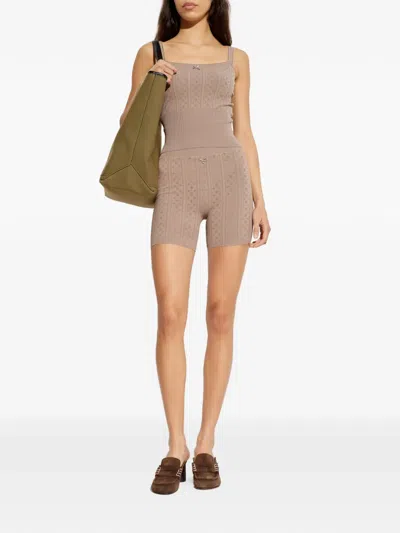 Jw Anderson Ribbed Bow Shorts In Neutral