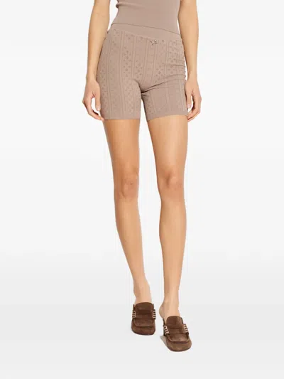 Jw Anderson Ribbed Bow Shorts In Neutral