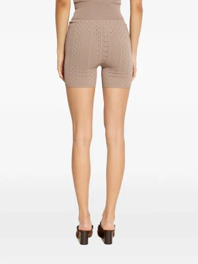 Jw Anderson Ribbed Bow Shorts In Neutral