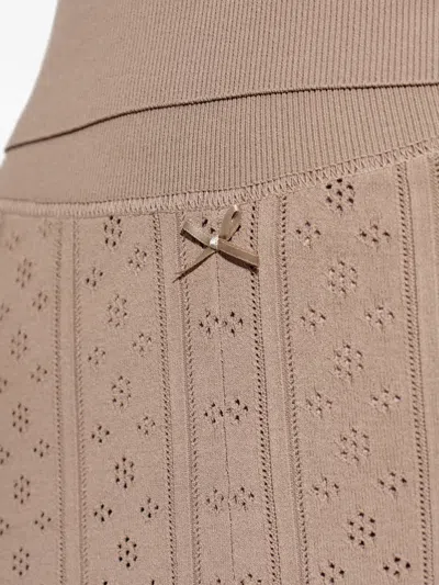 Jw Anderson Ribbed Bow Shorts In Neutral