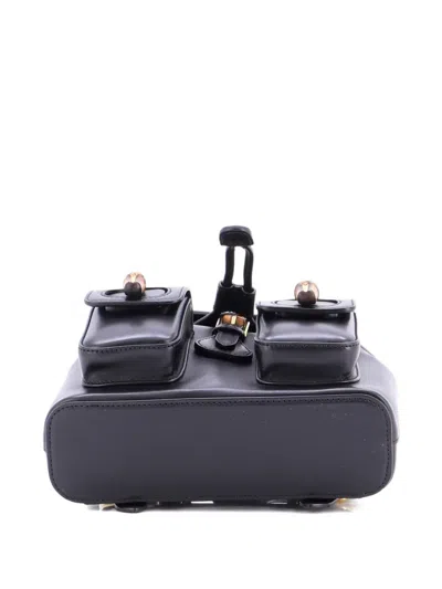 Pre-owned Gucci Bamboo Leather Small Backpack In Black