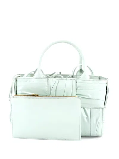 Pre-owned Bottega Veneta Arco Maxi Intrecciato Plisse Leather Mini Tote Bag In Green