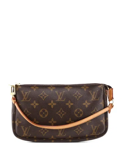 Pre-owned Louis Vuitton Pochette Accessoires Nm Monogram Canvas Clutch Bag In Brown