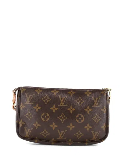 Pre-owned Louis Vuitton Pochette Accessoires Nm Monogram Canvas Clutch Bag In Brown