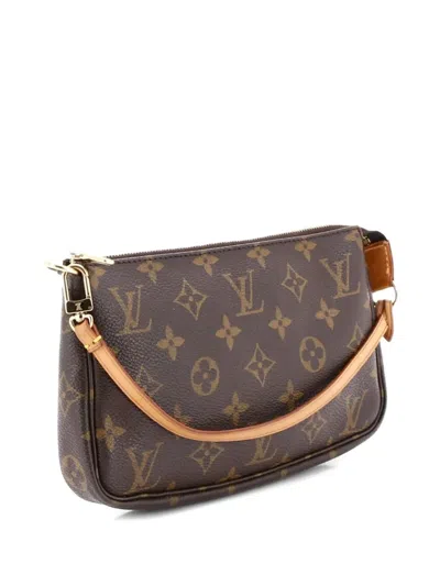 Pre-owned Louis Vuitton Pochette Accessoires Nm Monogram Canvas Clutch Bag In Brown