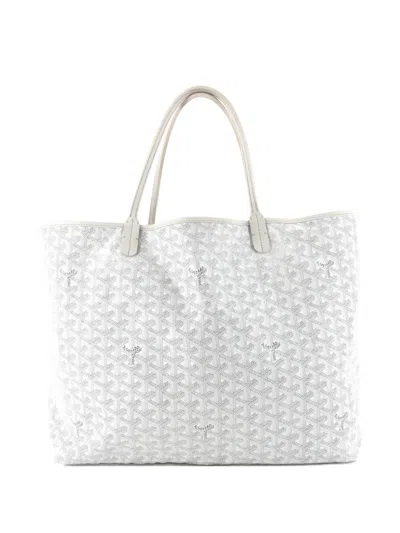 Pre-owned Goyard Saint Louis Coated Canvas Gm Tote Bag In White