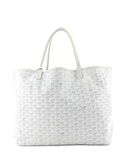 Pre-owned Goyard Saint Louis Coated Canvas Gm Tote Bag In White