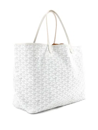 Pre-owned Goyard Saint Louis Coated Canvas Gm Tote Bag In White