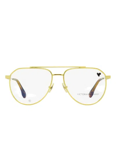 Victoria Beckham Double-bridge Pilot Glasses In Gold