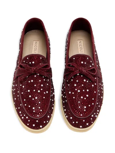 Nicoli Aurelia Bow-embellished Loafers In Burgundy