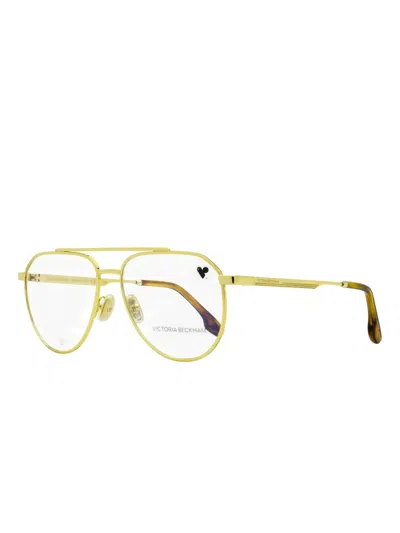Victoria Beckham Double-bridge Pilot Glasses In Gold