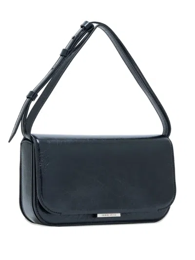 Giorgio Armani Small X 10 Corso Como Patent-leather Shoulder Bag In Blue