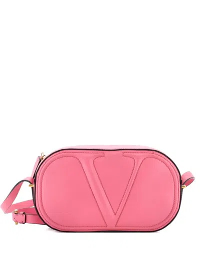 Pre-owned Valentino Garavani Vlogo Walk Leather Crossbody Bag In Pink
