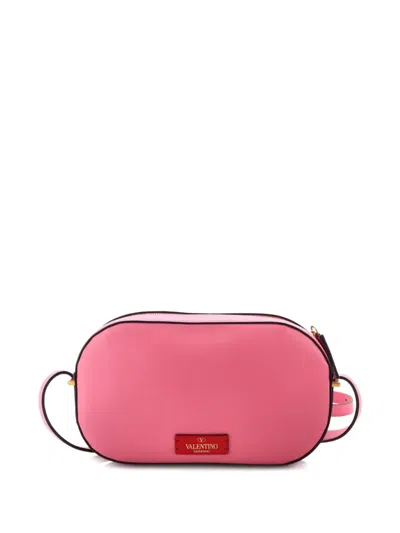 Pre-owned Valentino Garavani Vlogo Walk Leather Crossbody Bag In Pink