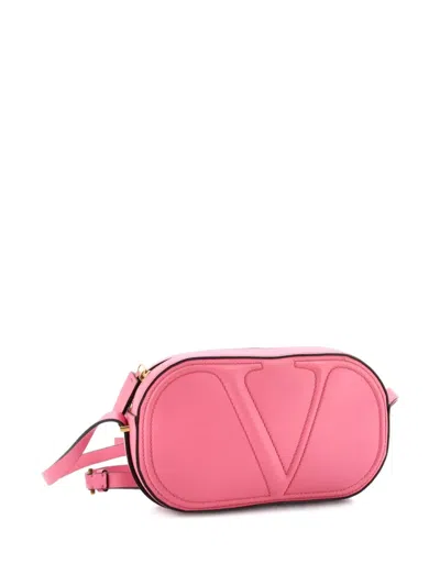 Pre-owned Valentino Garavani Vlogo Walk Leather Crossbody Bag In Pink