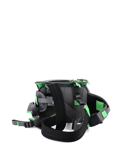 Pre-owned Gucci Buckle Flap Chest Strap Gg Fabric With Rubber Backpack In Gray