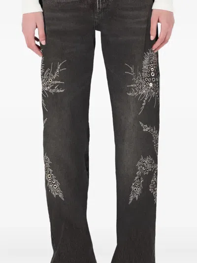 Blumarine Eyelet-embellished Jeans In Gray