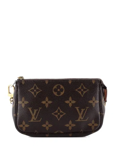 Pre-owned Louis Vuitton Pochette Accessoires Monogram Canvas Mini Clutch Bag In Brown
