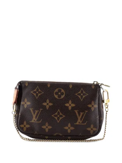Pre-owned Louis Vuitton Pochette Accessoires Monogram Canvas Mini Clutch Bag In Brown