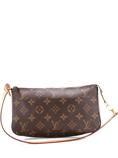 Pre-owned Louis Vuitton Pochette Accessoires Nm Monogram Canvas Clutch Bag In Brown