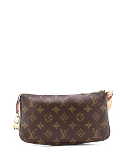 Pre-owned Louis Vuitton Pochette Accessoires Nm Monogram Canvas Clutch Bag In Brown