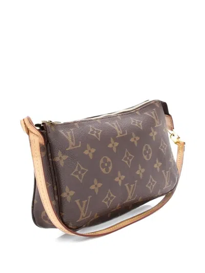 Pre-owned Louis Vuitton Pochette Accessoires Nm Monogram Canvas Clutch Bag In Brown