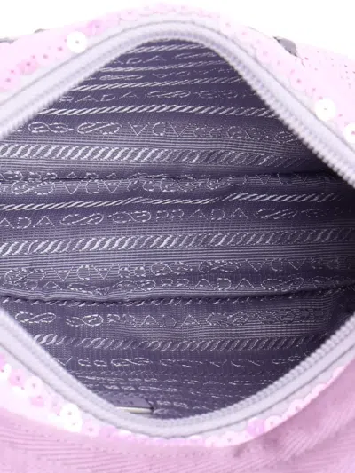 Pre-owned Prada Re-edition 2000 Sequins Mini Hobo Bag In Purple