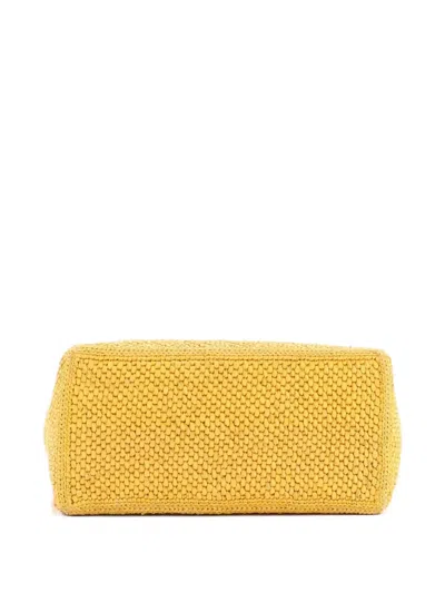 Pre-owned Loewe Paula's Ibiza Logo Convertible Raffia Medium Tote Bag In White