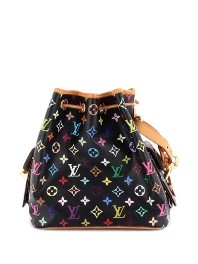 Pre-owned Louis Vuitton Petit Noe Handbag Monogram Multicolor Bucket Bag In Black