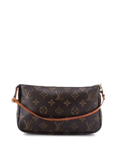 Pre-owned Louis Vuitton Pochette Accessoires Monogram Canvas Clutch Bag In Brown