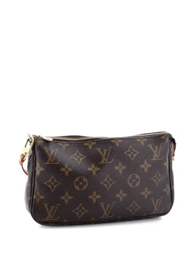 Pre-owned Louis Vuitton Pochette Accessoires Monogram Canvas Clutch Bag In Brown